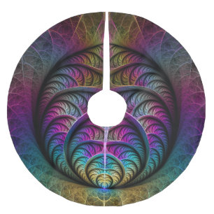 Trippy Patternated Colorful Abstrakt Fractal Art Julgransmatta Borstad Polyester