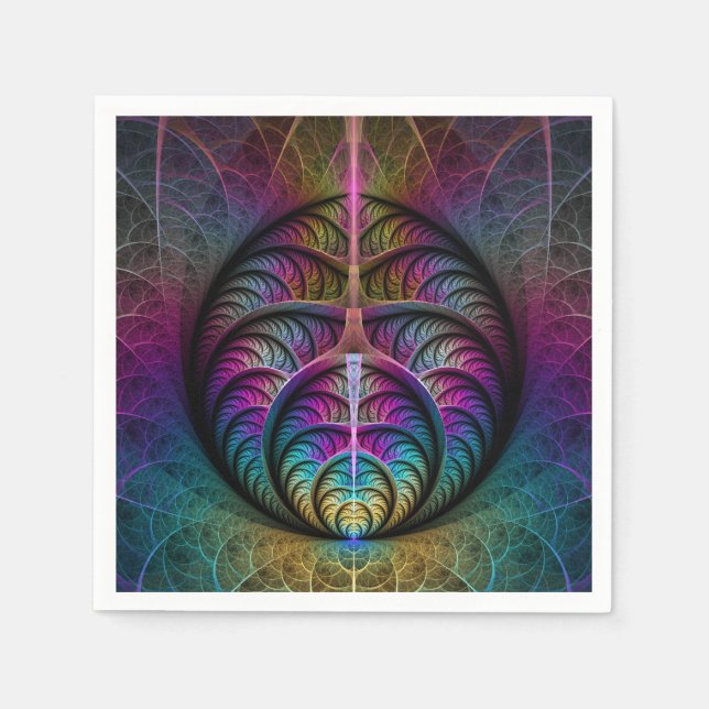 Trippy Patternated Colorful Abstrakt Fractal Art Pappersservett (Framsidan)