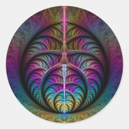 Trippy Patternated Colorful Abstrakt Fractal Art Runt Klistermärke
