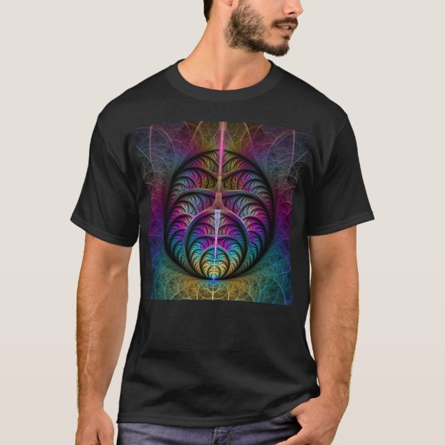 Trippy Patternated Colorful Abstrakt Fractal Art T Shirt (Framsida)