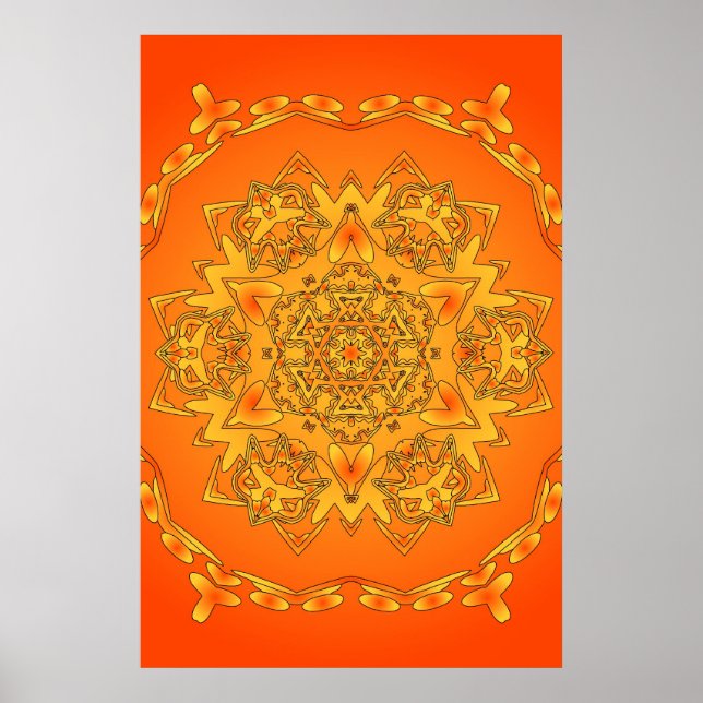 Trippy Poster: Psychedelic Hexagonal Artwork Poster (Framsidan)