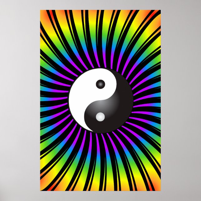 Trippy Poster: Yin Yang Symbol & Spiral Design Poster (Framsidan)
