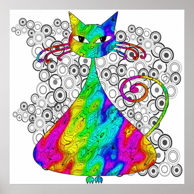 Trippy Psychedelic Cat Poster (Framsidan)