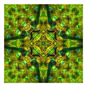 Trippy Psychedelic Geometric kaleidoscope Peacock Fototryck