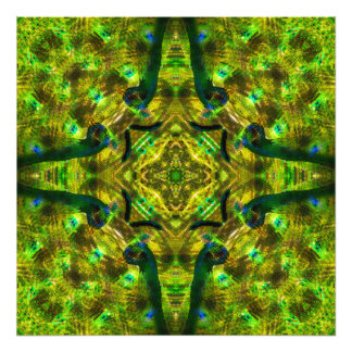 Trippy Psychedelic Geometric kaleidoscope Peacock Fototryck