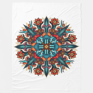 Trippy Psychedelic Groovy Mushroom Mandala Ögon Fleecefilt