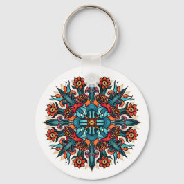 Trippy Psychedelic Groovy Mushroom Mandala Ögon Nyckelring