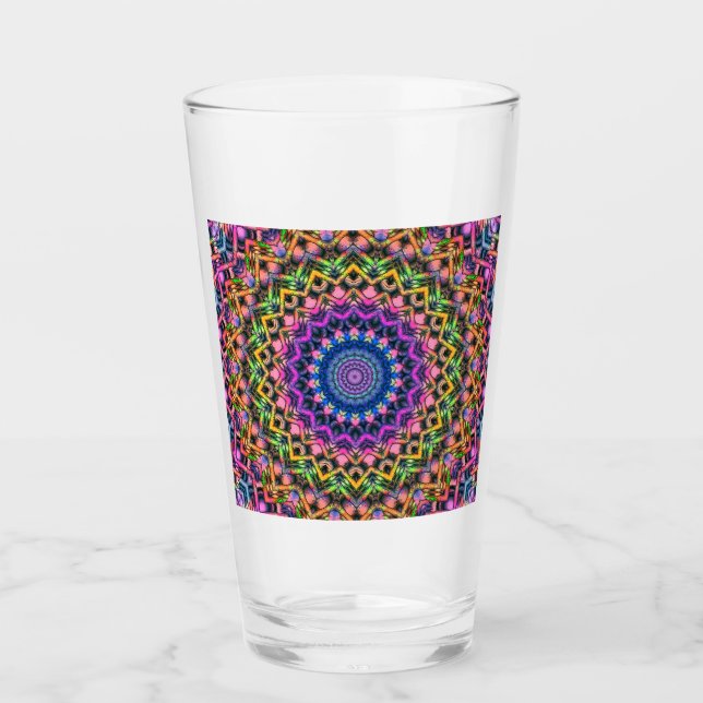 Trippy Psychedelic Kaleidoscope Glass Glaskopp (Framsida)