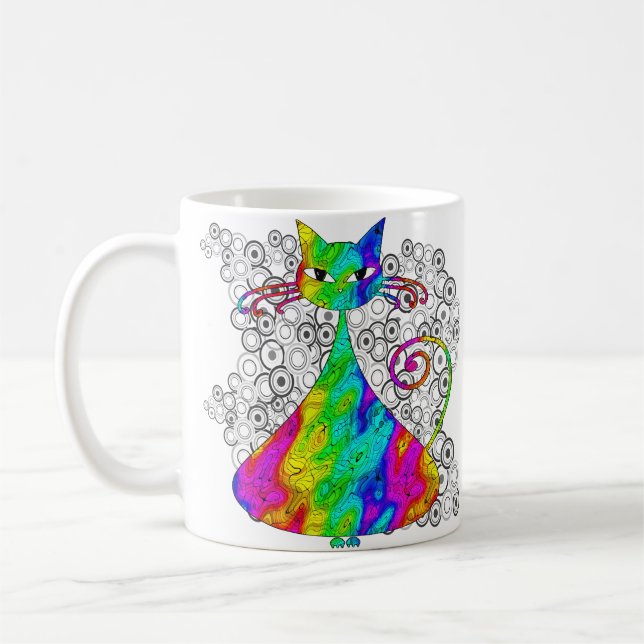 Trippy Psychedelic kattkaffe koppar (Vänster)
