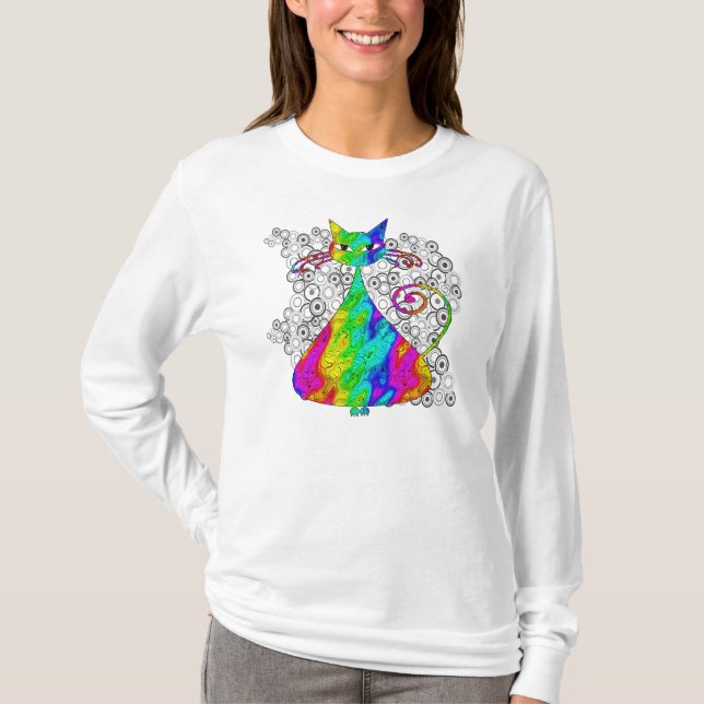 Trippy Psychedelic kattskjorta Tee (Framsida)