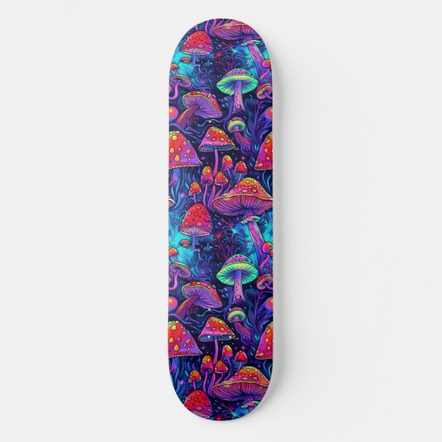 Trippy Psychedelic Mushroom Skateboard (Framsida)