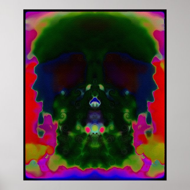 Trippy Psychedelic Skull Gömt Bilder Poster (Framsidan)