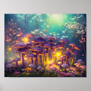 Trippy Psychedelie Magic Mushroom Digital Art Poster