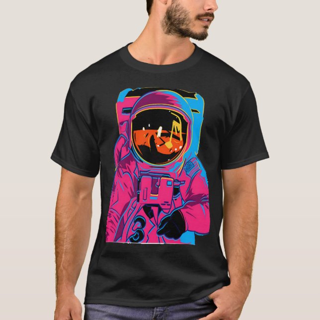 Trippy Rainbow Astronaut T Shirt (Framsida)