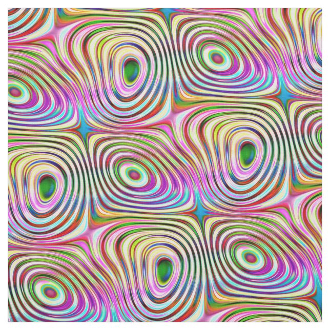 Trippy Rainbow Färger Round Squares Mönster Tyg (Provkarta)