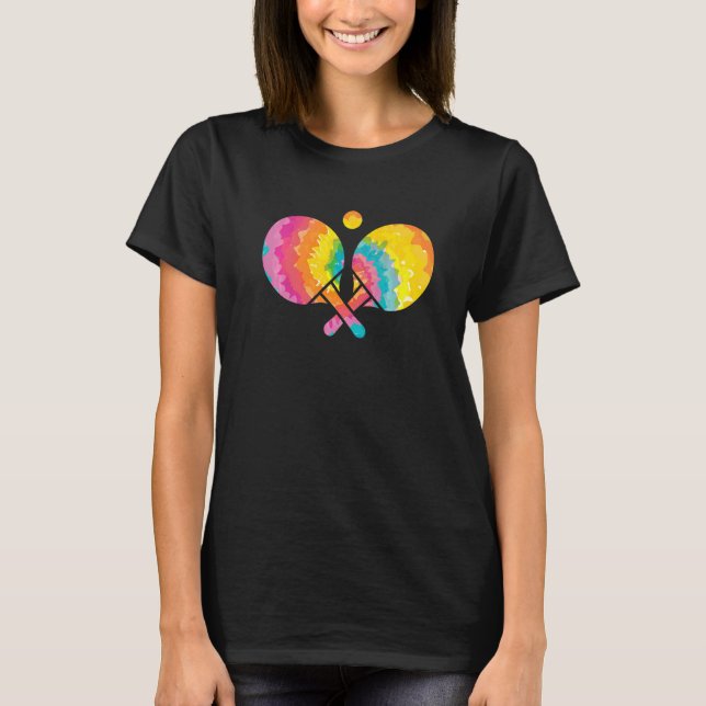 Trippy Rainbow Hippie Tie Dye Bord Tennis T Shirt (Framsida)