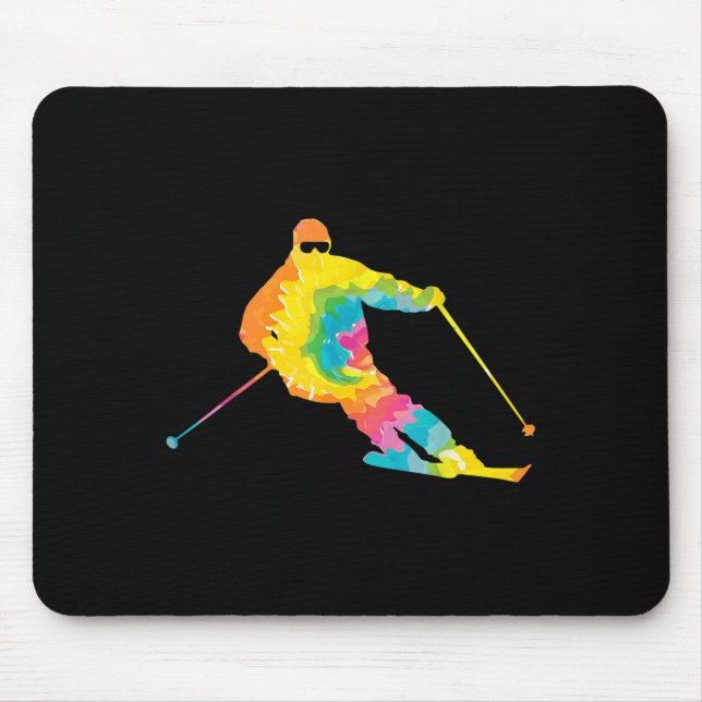 Trippy Rainbow Hippie - Tie-dye Skiing Musmatta (Framsidan)
