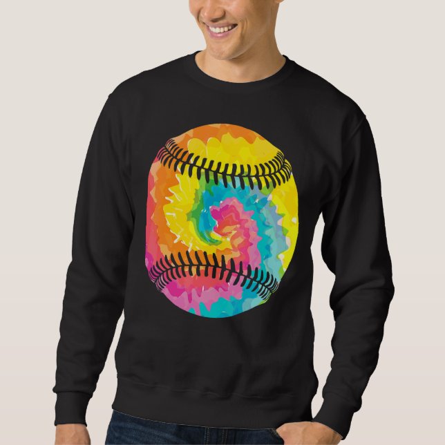 Trippy Rainbow Hippie Tie Dye Softball Lång Ärmad Tröja (Framsida)
