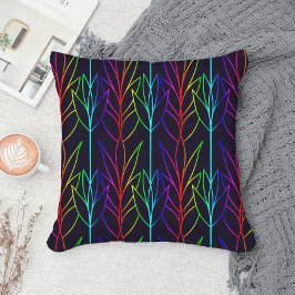 Trippy Rainbow Leafy Mönster Coola Roligt Black Mo Kudde