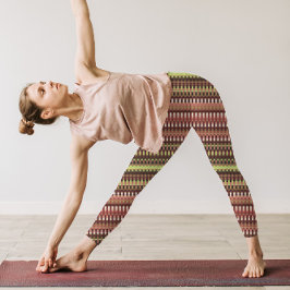 Trippy Rand Earthy Färg Coola Psychedelic Leggings