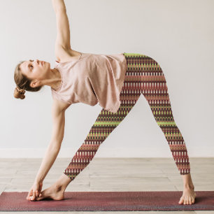 Trippy Rand Earthy Färg Coola Psychedelic Leggings