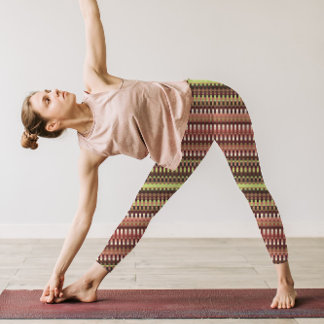 Trippy Rand Earthy Färg Coola Psychedelic Leggings