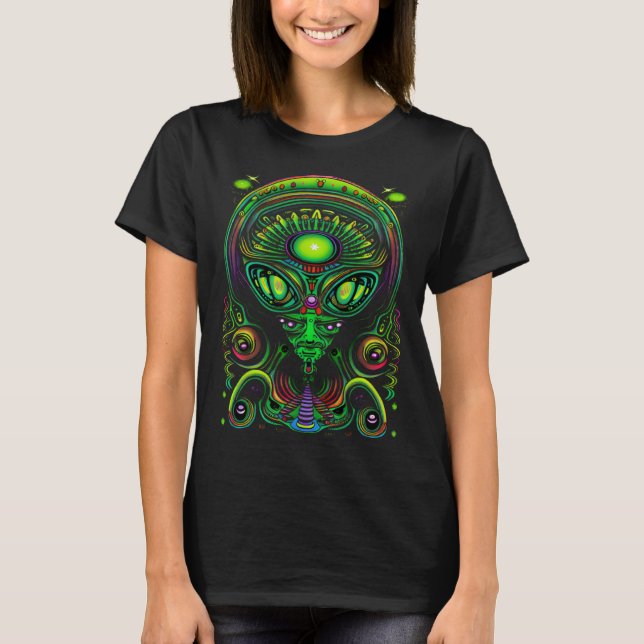Trippy Rave Alien Tank Top UFO T Shirt (Framsida)
