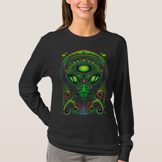 Trippy Rave Alien Tank Top UFO T Shirt (Framsida)