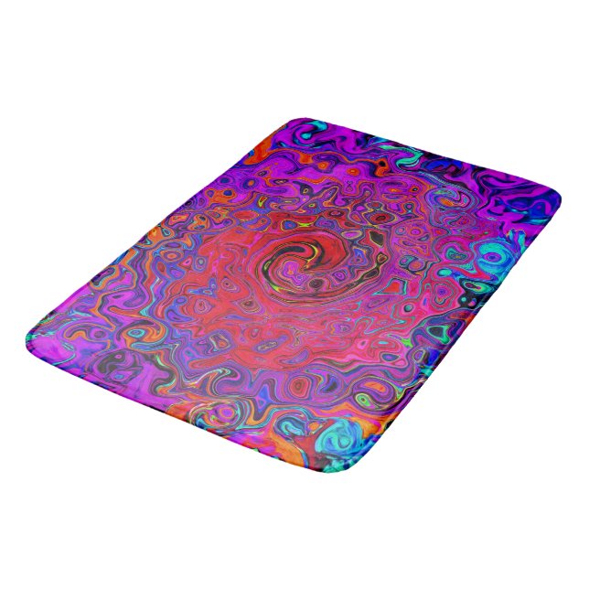 Trippy Red and Lila Abstrakt Retro Liquid Swirl Badrumsmatta (Vinklad)