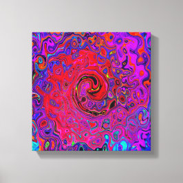 Trippy Red and Lila Abstrakt Retro Liquid Swirl Canvastryck