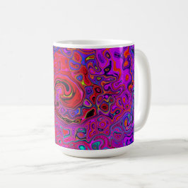 Trippy Red and Lila Abstrakt Retro Liquid Swirl Kaffemugg