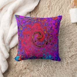 Trippy Red and Lila Abstrakt Retro Liquid Swirl Kudde