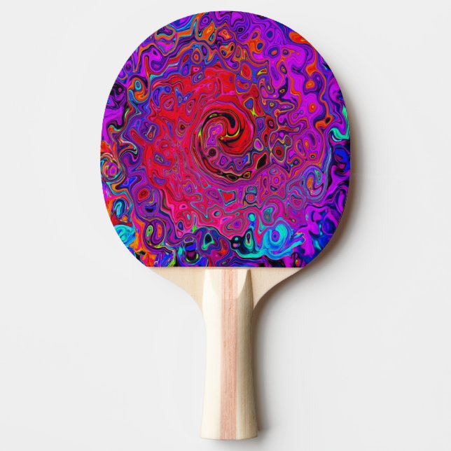 Trippy Red and Lila Abstrakt Retro Liquid Swirl Pingisracket (Framsidan)