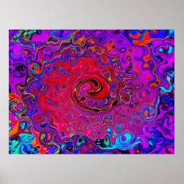 Trippy Red and Lila Abstrakt Retro Liquid Swirl Poster