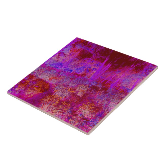 Trippy Red and Magenta Impressionistic Ligcape Kakelplatta (Sidan)