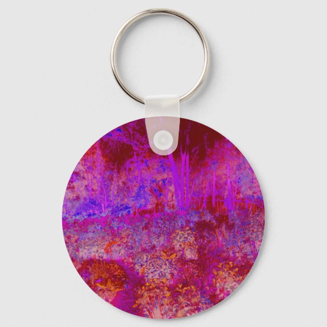 Trippy Red and Magenta Impressionistic Ligcape Nyckelring (Framsida)