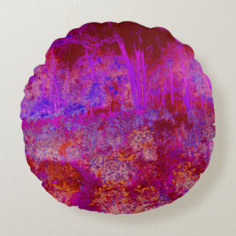 Trippy Red and Magenta Impressionistic Ligcape Rund Kudde