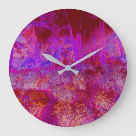 Trippy Red and Magenta Impressionistic Ligcape Stor Klocka