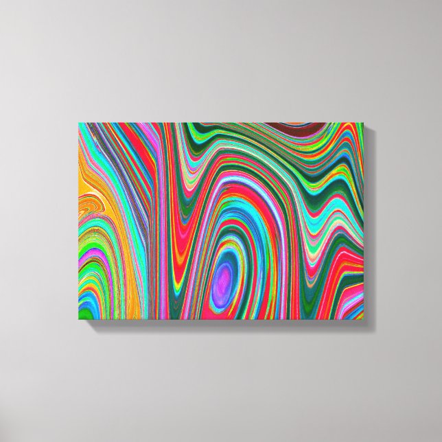 Trippy Red, Grönt and Blue Abstrakt Groovy Art Canvastryck (Framsida)