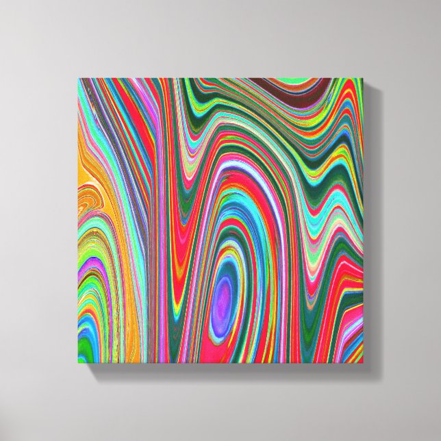 Trippy Red, Grönt and Blue Abstrakt Groovy Art Canvastryck (Framsida)