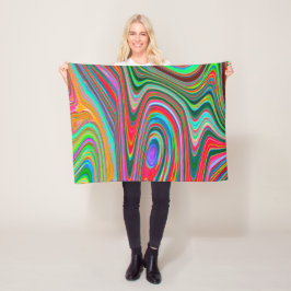 Trippy Red, Grönt and Blue Abstrakt Groovy Art Fleecefilt