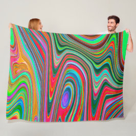 Trippy Red, Grönt and Blue Abstrakt Groovy Art Fleecefilt