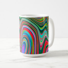 Trippy Red, Grönt and Blue Abstrakt Groovy Art Kaffemugg