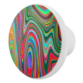 Trippy Red, Grönt and Blue Abstrakt Groovy Art Knopp