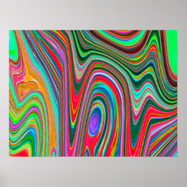 Trippy Red, Grönt and Blue Abstrakt Groovy Art Poster
