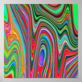 Trippy Red, Grönt and Blue Abstrakt Groovy Art Poster