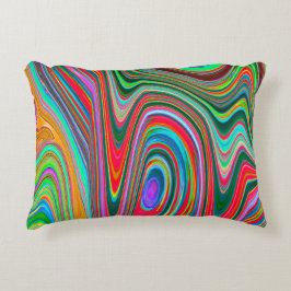 Trippy Red, Grönt and Blue Abstrakt Groovy Art Prydnadskudde