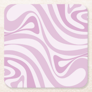Trippy Retro Abstrakt Swirl Mönster Lilac Pastel Underlägg Papper Kvadrat