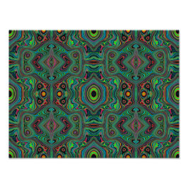Trippy Retro Black and Lime Green Abstract Pattern Fototryck