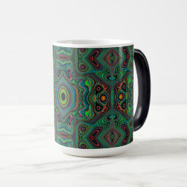 Trippy Retro Black and Lime Green Abstrakt Mönster Magisk Mugg